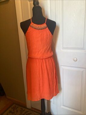 Beaded Halter Orange Sundress